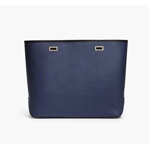 Lo & Sons Seville Saffiano Leather Shell Navy / Gold / 15 Inches NWT